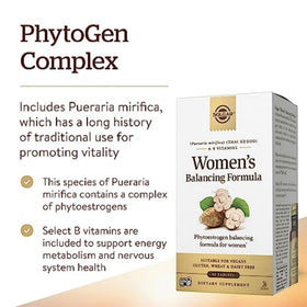 Comprimés Solgar Women's Balancing Formula sur une surface blanche