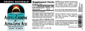 Comprimés Source Naturals Acetyl L-Carnitine sur fond blanc