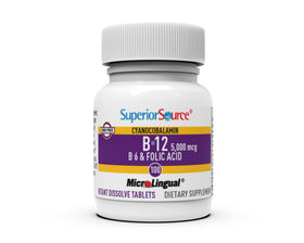 Comprimés sublinguales B-12 5000 mcg de quality Source, comprimés dans une main