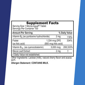Comprimés sublinguales B-12 5000 mcg de quality Source, vue arrière de la boîte