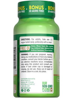 Comprimés végétaliens de Vitamine B12 Nature's Truth dans un bol