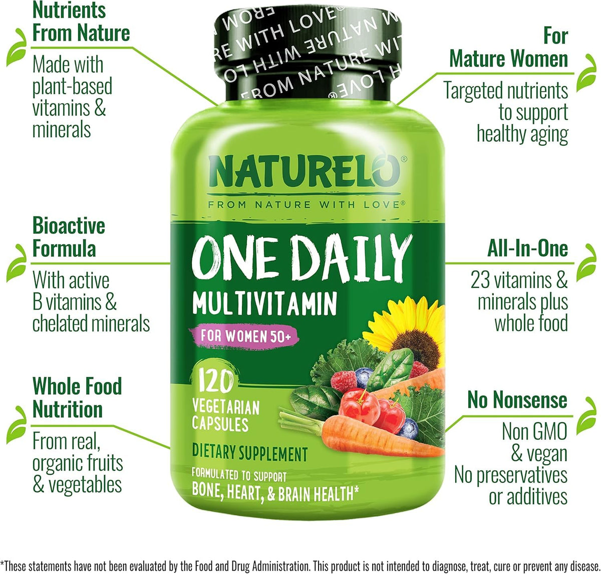 Comprimés végétaliens NATURELO Multivitamines pour Femmes 50+