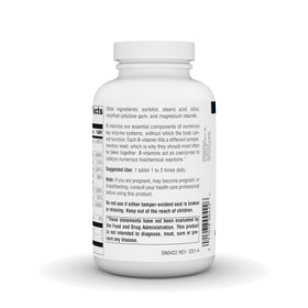 Comprimés végétaliens Source Naturals B-50 Complex sur fond blanc