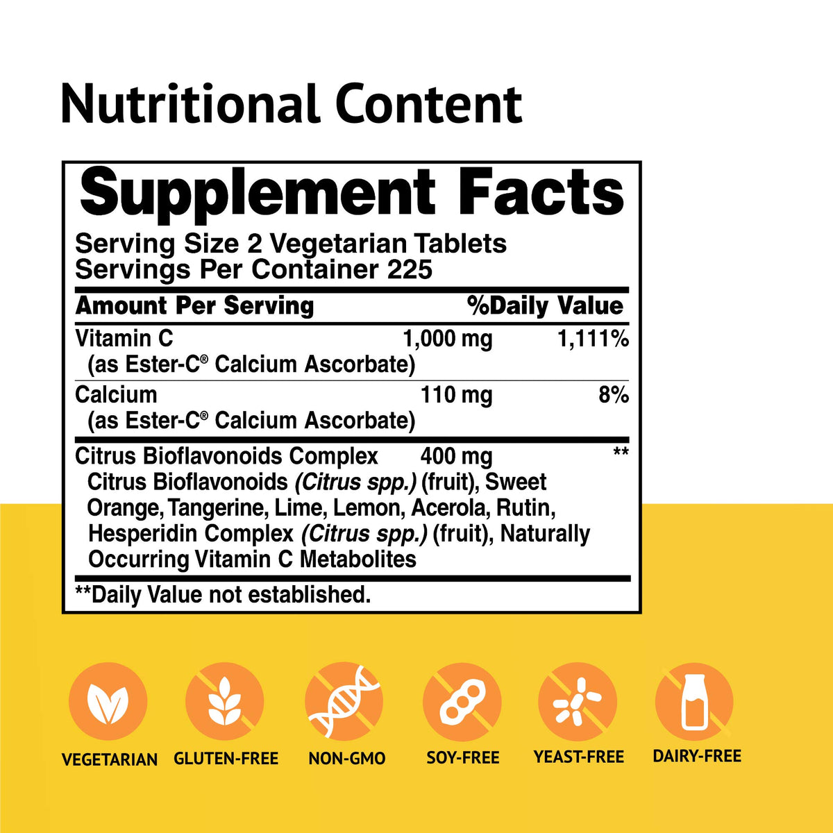 Comprimés végétariens Ester-Vitamine C 500 mg, présentation