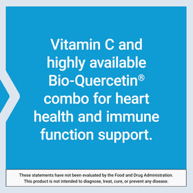Comprimés Vitamine C et Bio-Quercétine Life Extension sur fond blanc