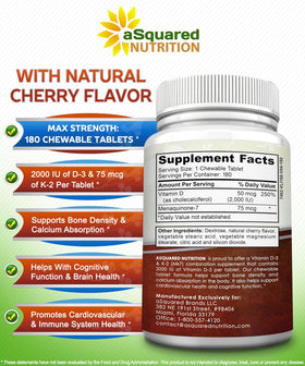 Comprimés Vitamine D3 K2 cerise d'aSquared Nutrition, vue de côté