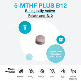 Comprimés XYMOGEN 5-MTHF Plus B12 sur une surface