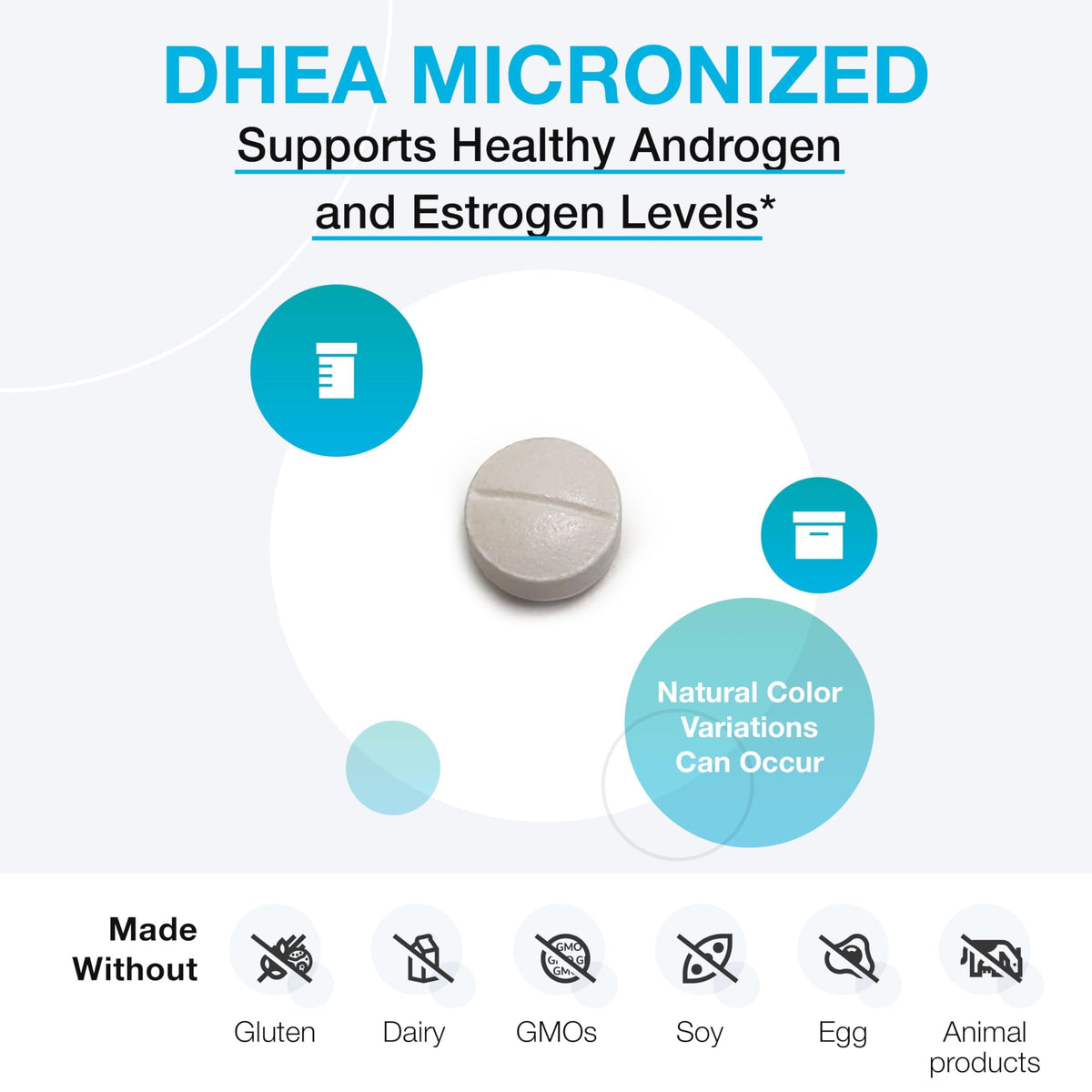 Comprimés XYMOGEN DHEA Micronisé sur fond blanc