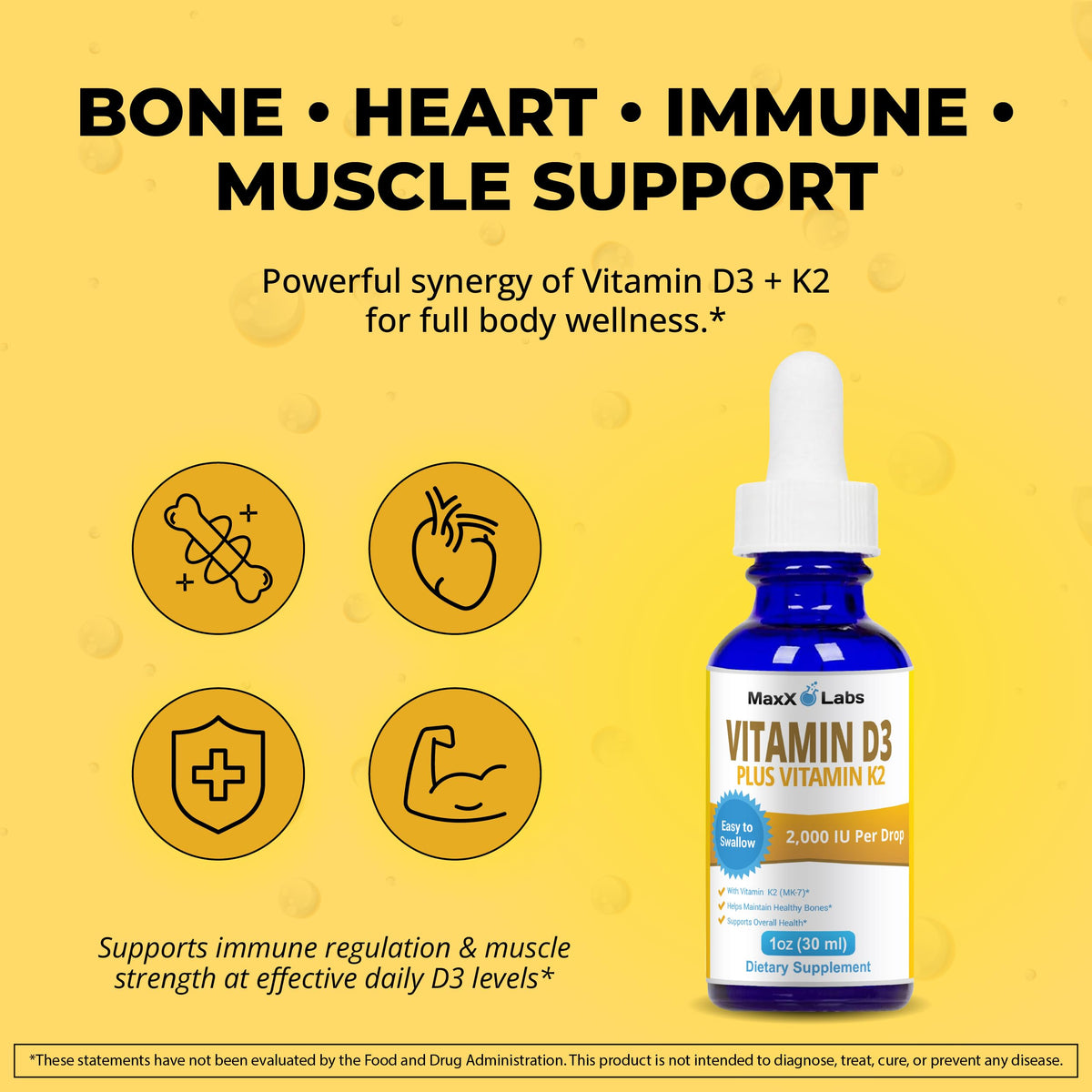 Compteur de gouttes de Vitamine D3 K2 MaxX Labs
