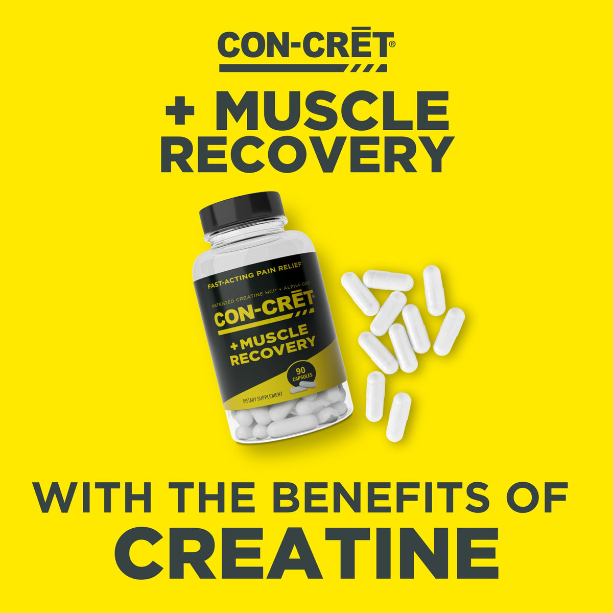 CON-CRET Créatine HCl 90 capsules avec étiquette