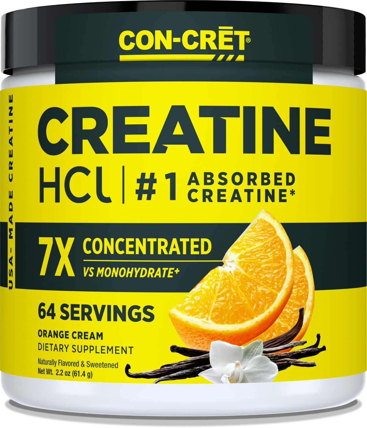 CON-CRET Poudre de Créatine HCl 100g Orange Cream vue avant