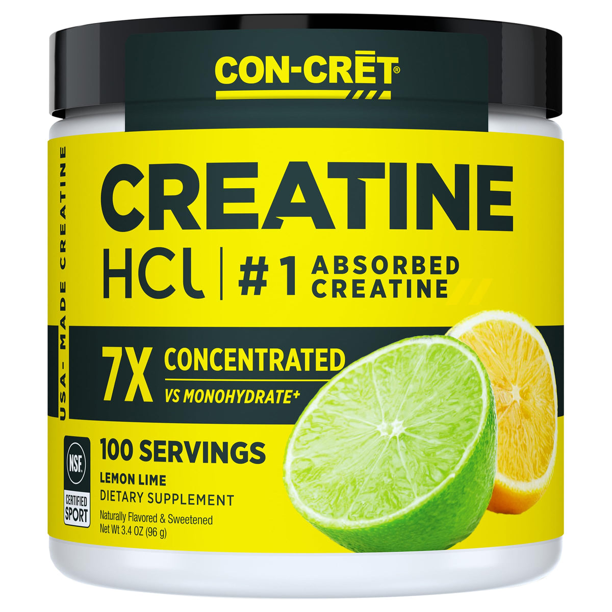 CON-CRET Poudre de Créatine HCl Citron Vert 100 Portions vue avant