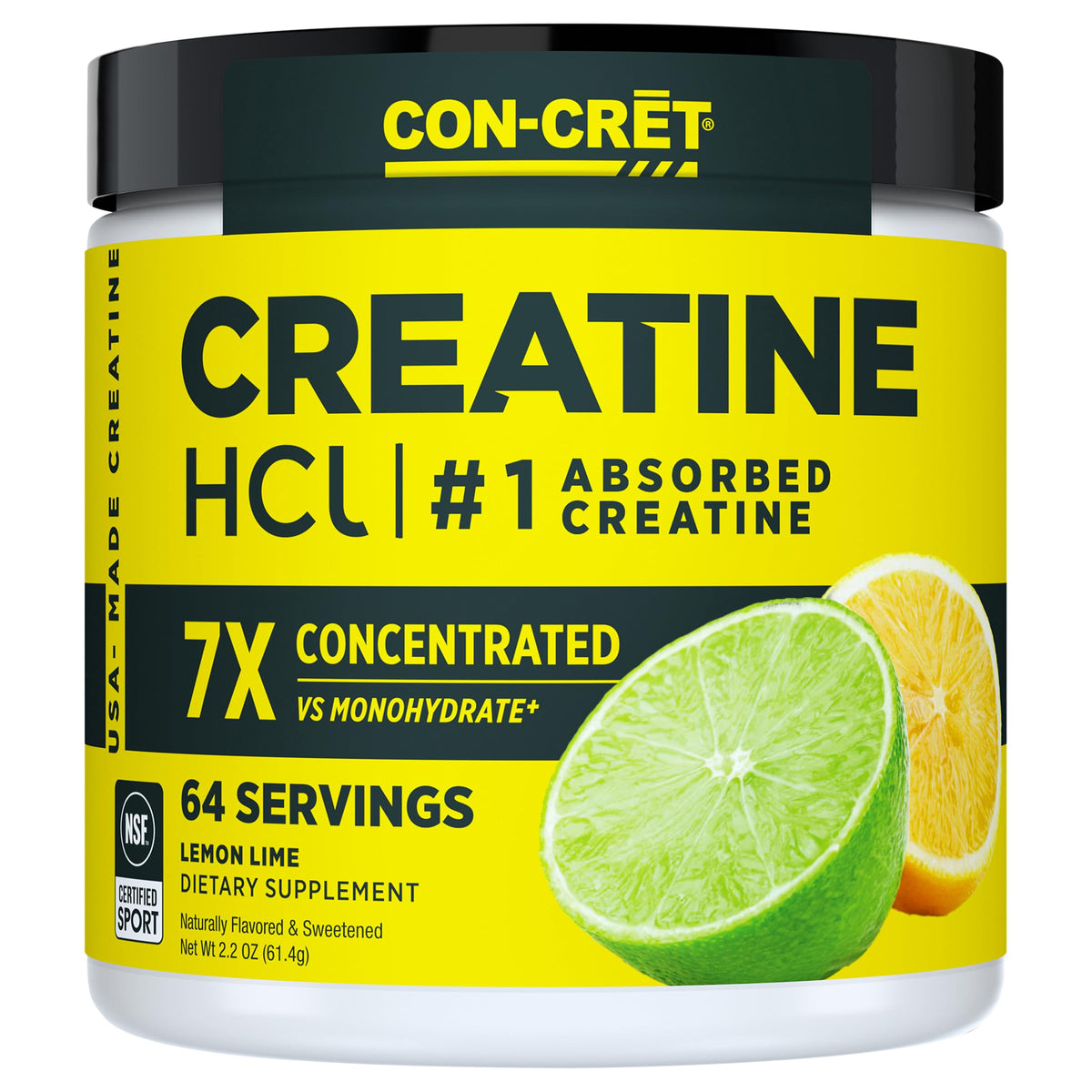 CON-CRET Poudre de Créatine HCl Citron Vert 105g vue de face