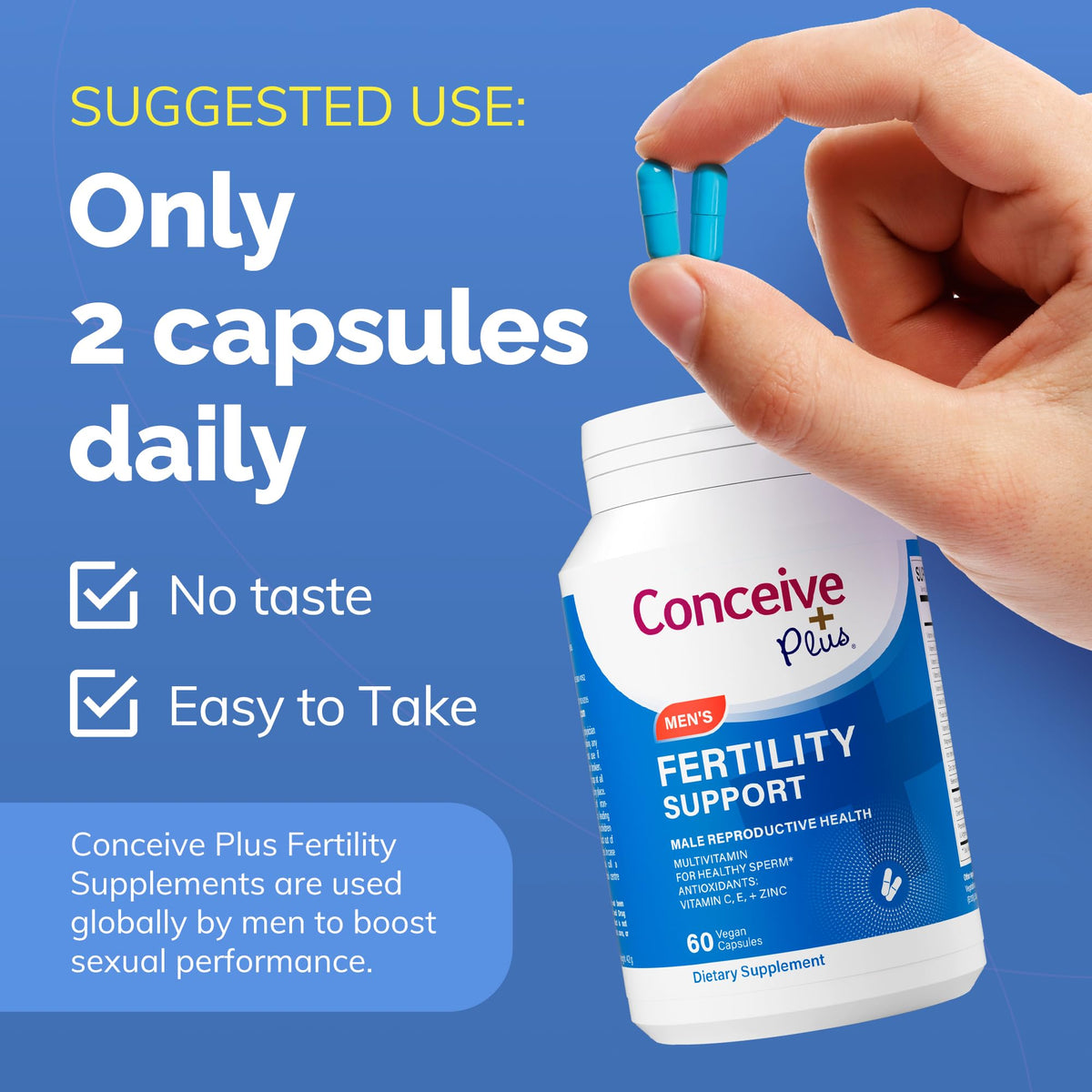 CONCEIVE PLUS Complément Alimentaire Fertilité Homme 60 Capsules sur une table