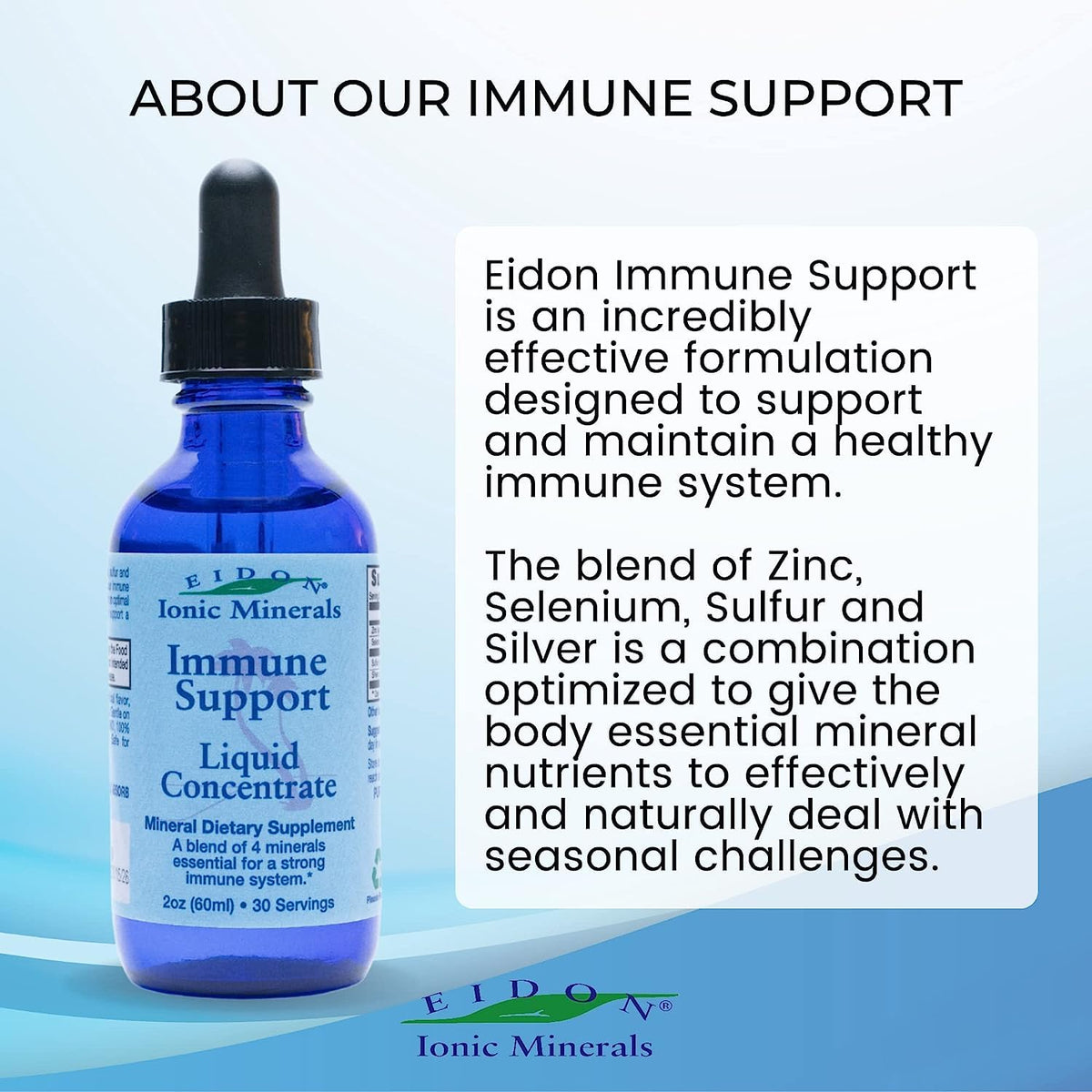 Concentré liquide de minéraux Eidon 2 oz sur un fond neutre
