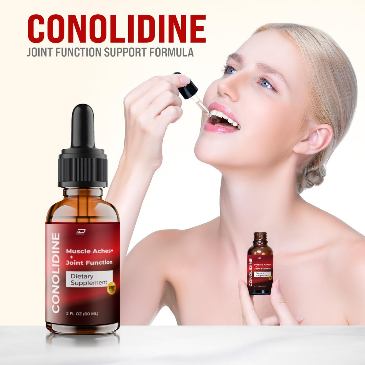 Conolidine gouttes liquides 60 mL, étiquette du produit