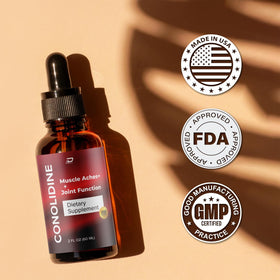 Conolidine gouttes liquides 60 mL, utilisation dans un verre