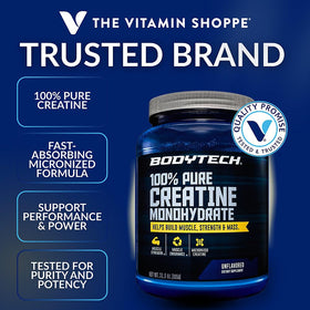 Contenant de créatine monohydrate BodyTech avec étiquette