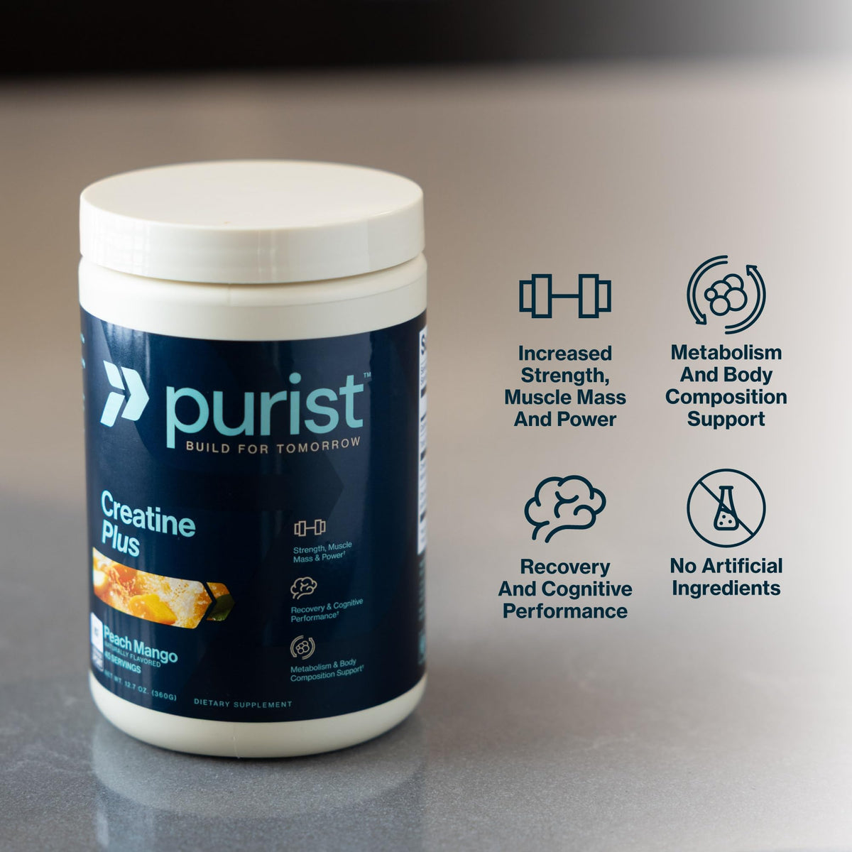Contenant de créatine PURIST Creapure ouvert