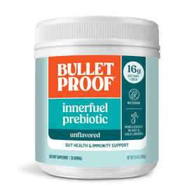 Contenant de poudre de fibre prébiotique Bulletproof Innerfuel 508g vue de face