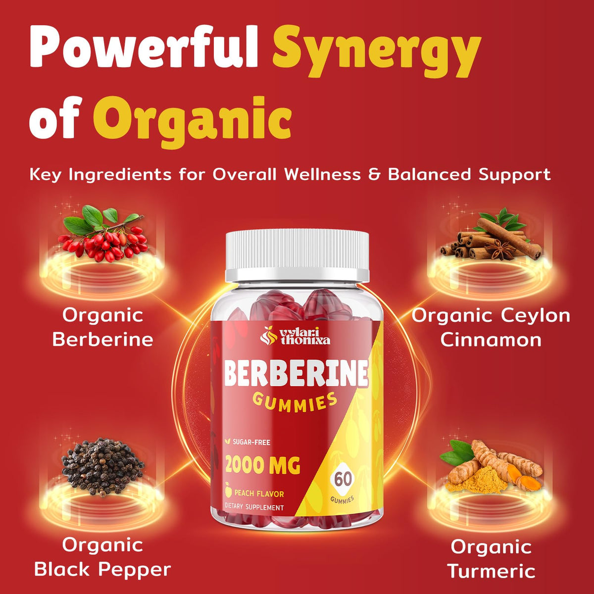 Contenant des Gummies de Berbérine Vylarithonixa 2000 mg