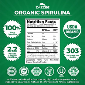 Contenant hermétique de la poudre de spiruline Zazzee 1 kg