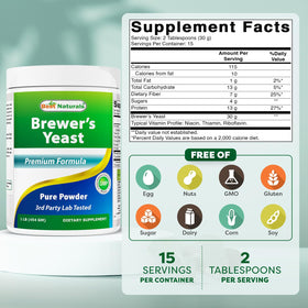 Conteneur de 454g de Poudre de Levure de Bière Best Naturals