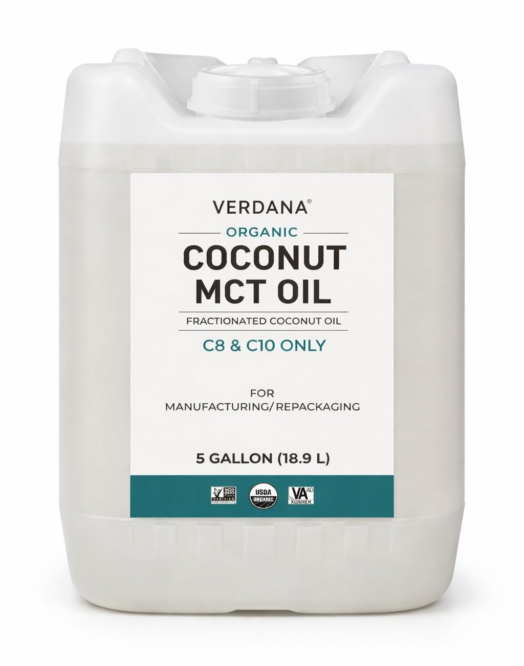 Conteneur de 5 gallons d'huile de MCT de coco bio Verdana