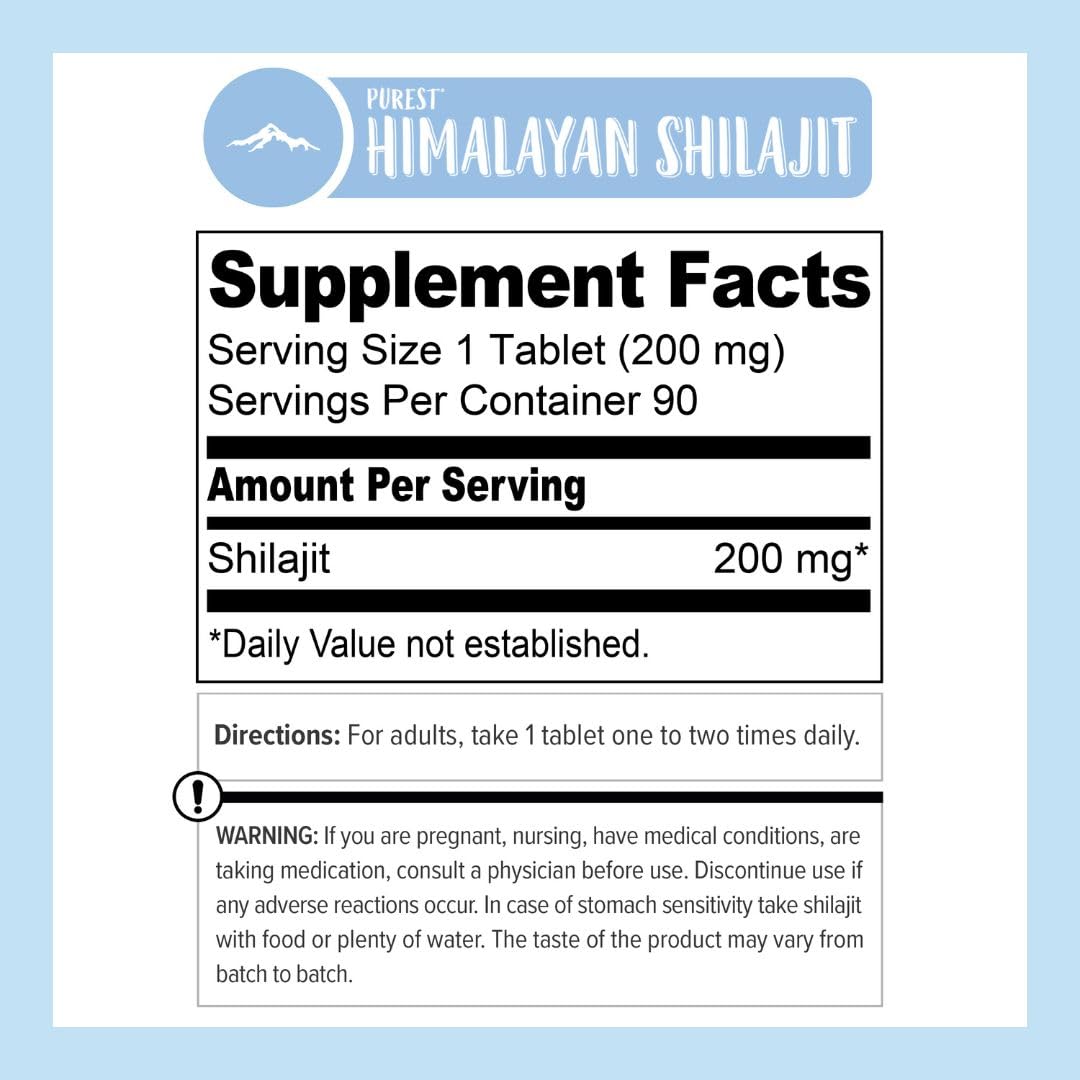 Conteneur de Pure Himalayan Shilajit avec 90 tablettes
