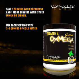 CONTROLLED LABS Orange OxiMega Greens 408g mélange dans un verre