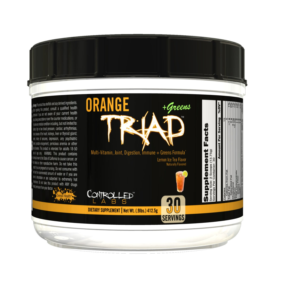 CONTROLLED LABS Orange Triad + Greens Poudre Multivitamine 30serv vue avant