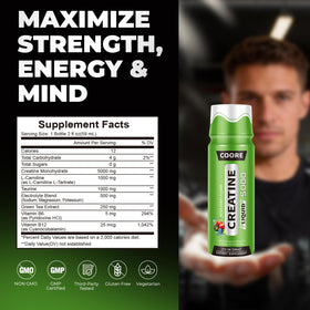 COORE Créatine Monohydrate Liquide 5000mg avec étiquette visible
