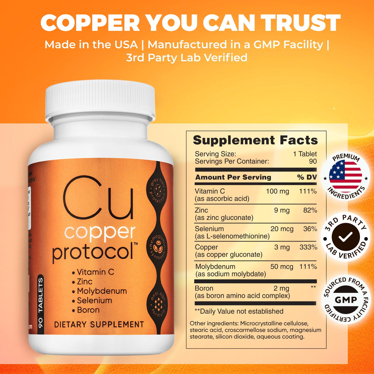 Copper Protocol Compléments Alimentaires au Cuivre 90 Capsules avec étiquette