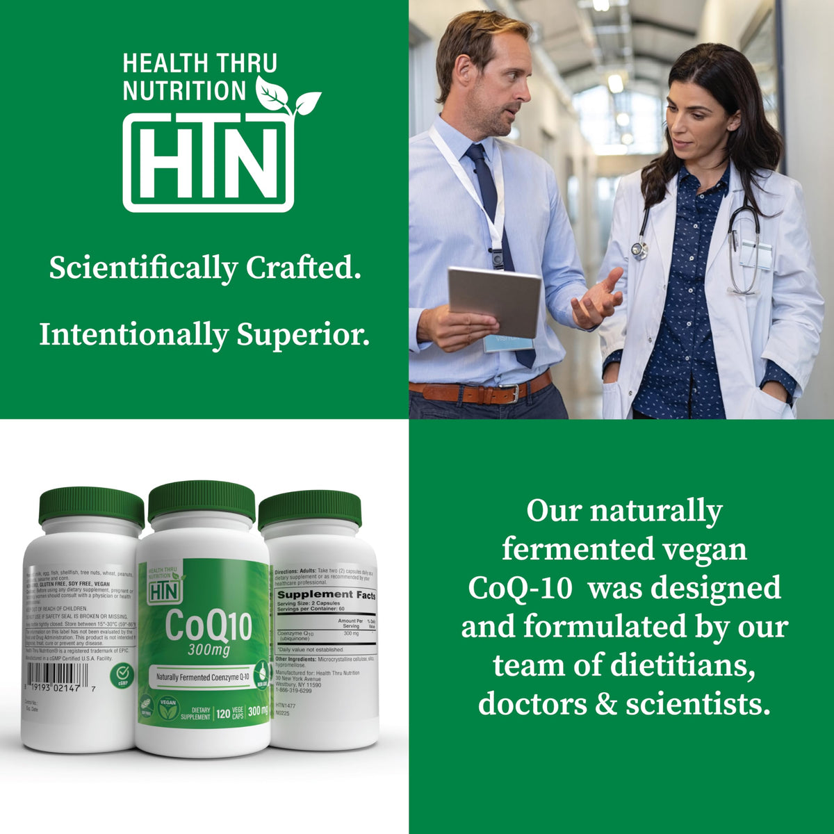 CoQ-10 300mg Health Thru Nutrition avec vue de côté