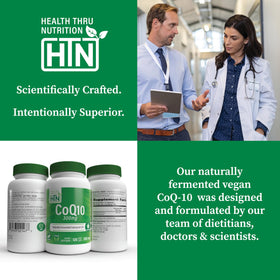 CoQ-10 300mg Health Thru Nutrition avec vue de côté