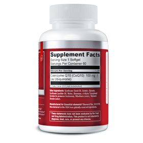 CoQ10 100mg Essential Elements sur un fond neutre