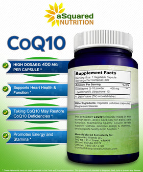 CoQ10 400mg 200 capsules aSquared Nutrition vue de côté
