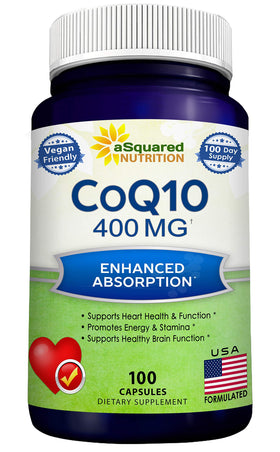 CoQ10 400mg aSquared Nutrition 100 capsules front view
