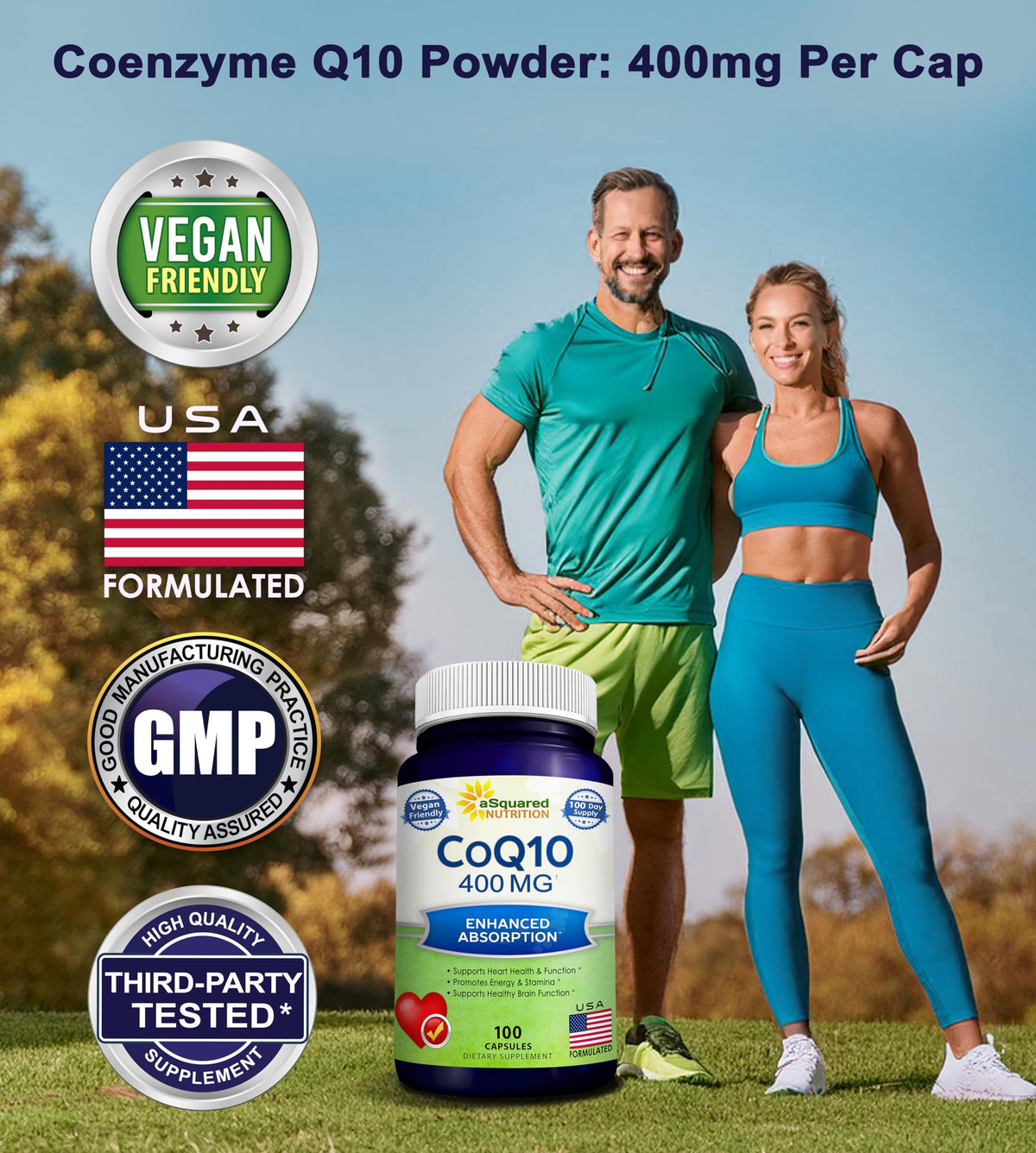 CoQ10 400mg aSquared Nutrition packaging details