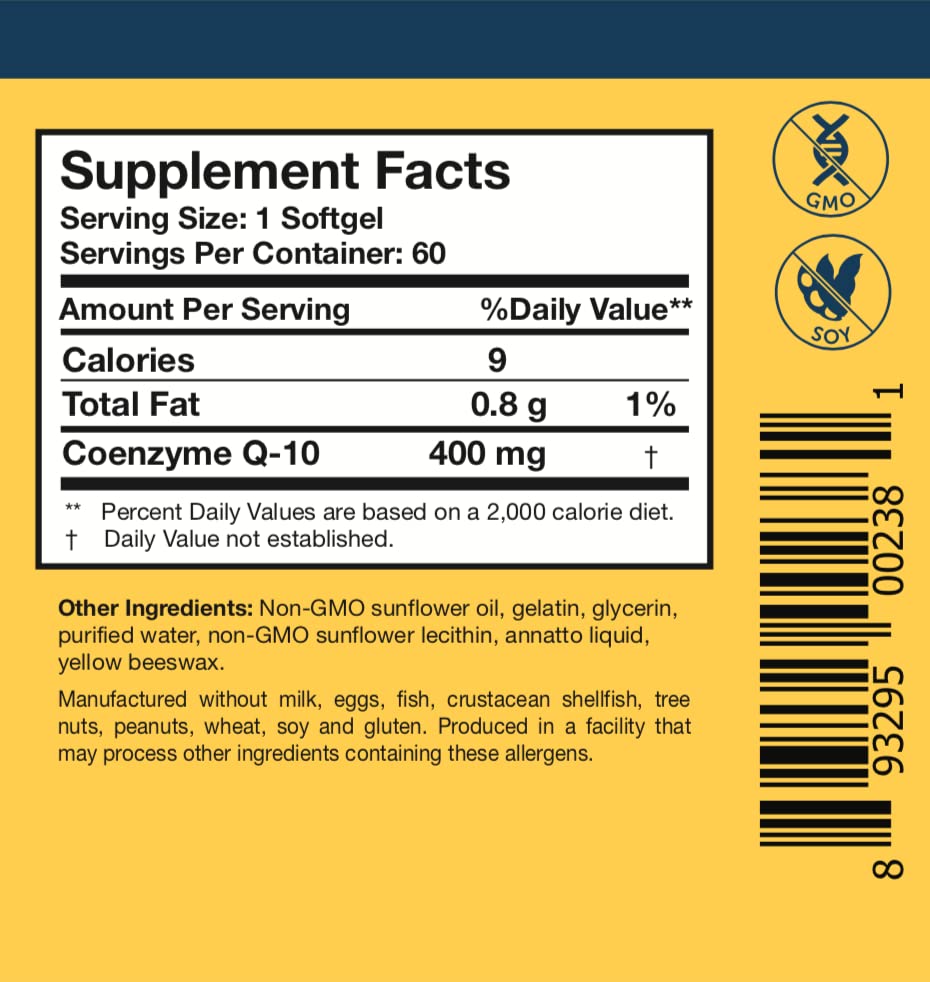 CoQ10 400mg sur fond naturel avec éléments de santé