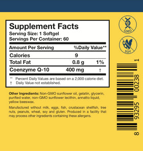 CoQ10 400mg sur fond naturel avec éléments de santé