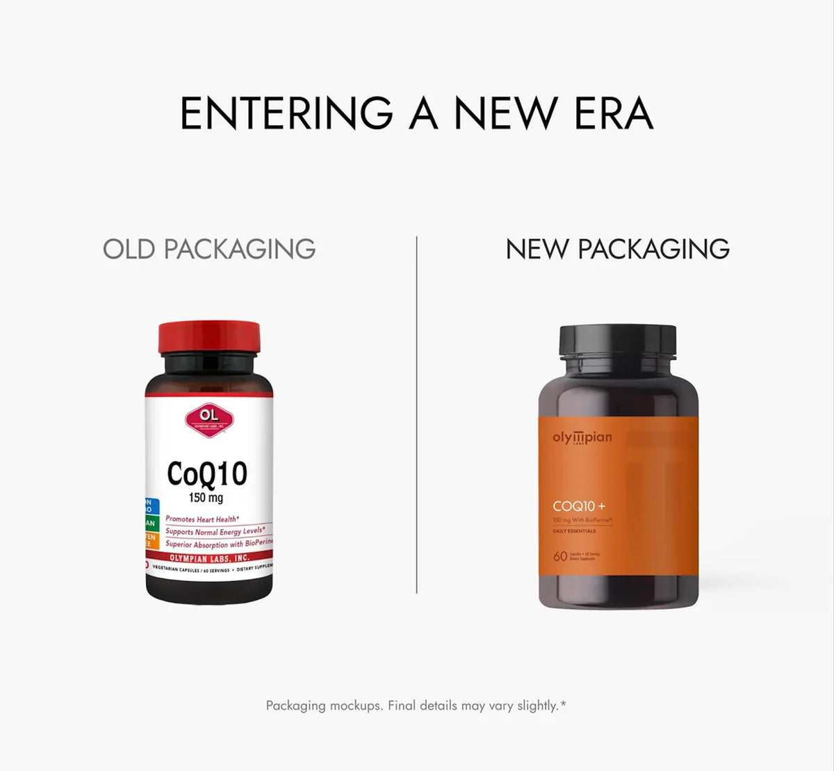 CoQ10 Olympian Labs capsules avec des ingrédients naturels en arrière-plan