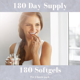 CoQ10 Research Labs 180 gélules avec un verre d'eau