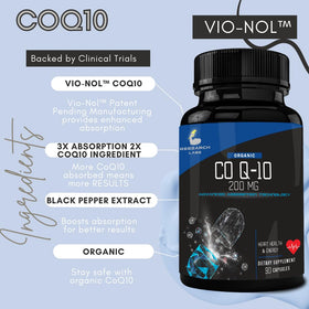 CoQ10 Research Labs 180 gélules, vue de côté