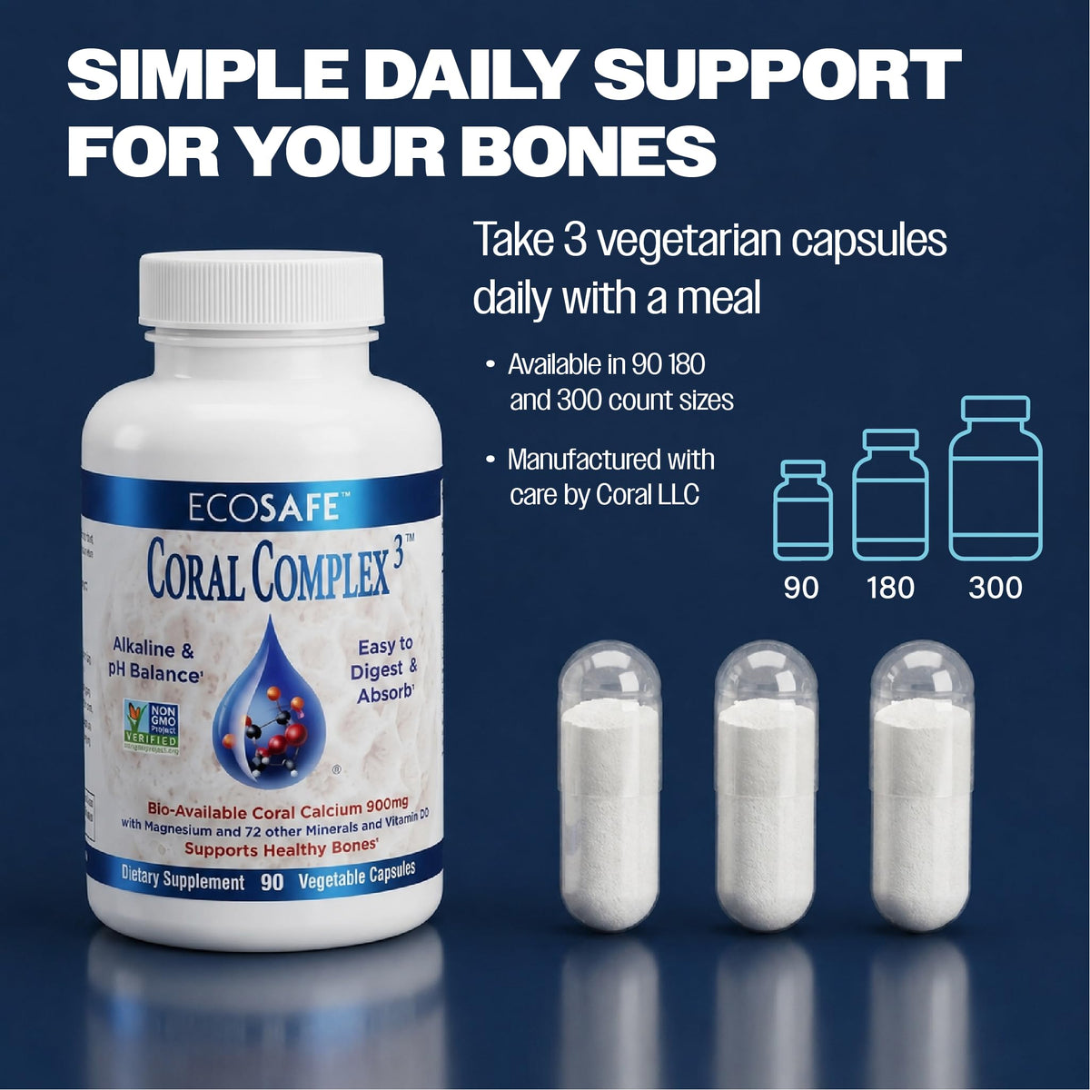 Coral Complex 3 avec capsules ouvertes montrant leur contenu