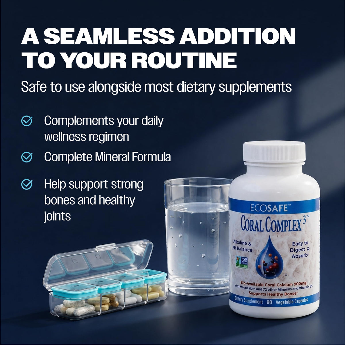Coral White Complément Calcium 900 mg étiquette détaillée