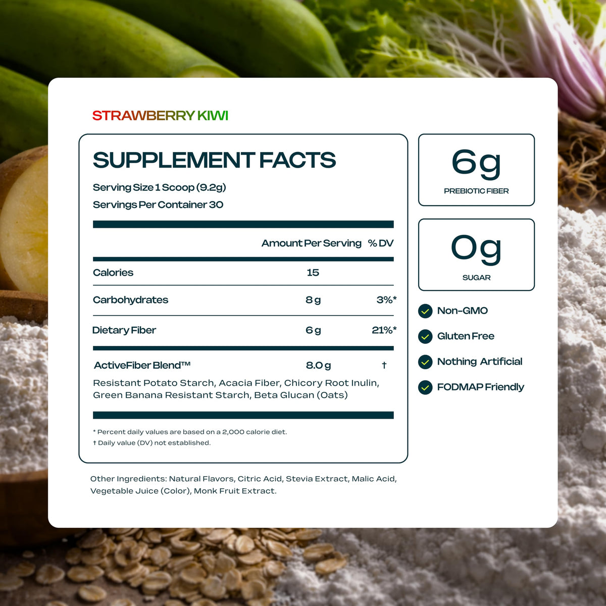 Core Fiber Complément Alimentaire Fibres Prébiotiques 337g en mélange dans un smoothie