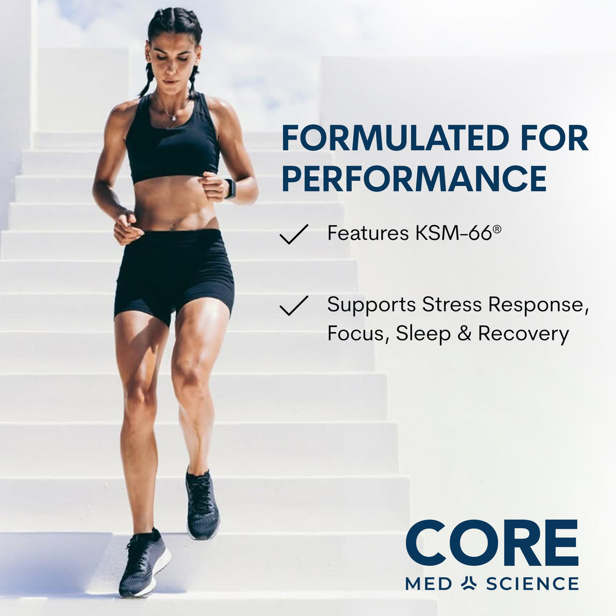 Core Med Science Ashwagandha KSM-66 600mg, flacon de côté