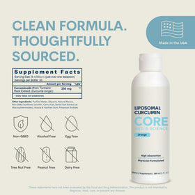Core Med Science Curcuma Liposomal 250 mg vue de côté avec bouchon