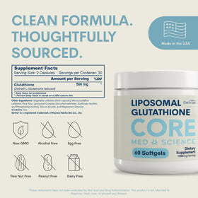Core Med Science Glutathion Liposomal 500mg étiquette